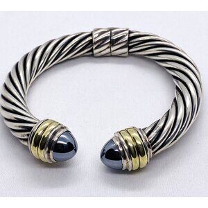 David Yurman Sterling Silver 925 14K 585 Hematite 6.25"
